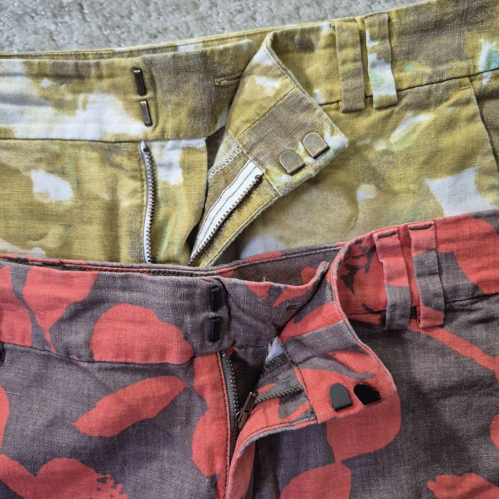 Ann Taylor Loft Short Size 8 Lot of 2 Linen Blend Chino Yellow Red Beach Coastal - Picture 2 of 12